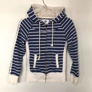 💙FULL TILT ZIP UP HOODIE BLUE WITH WHITE STRIPES SIZE S GREAT CONDITION!